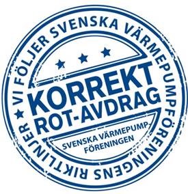 Vi följer Svenska Värmepumpföreningens riktlinjer för korrekt ROT-avdrag